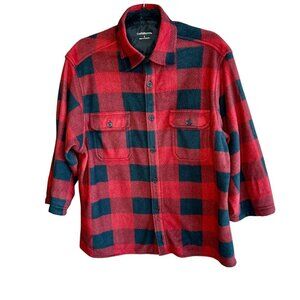 Croft And Barrow Buffalo Check Fleece Casual Shirt Black Red Size Small